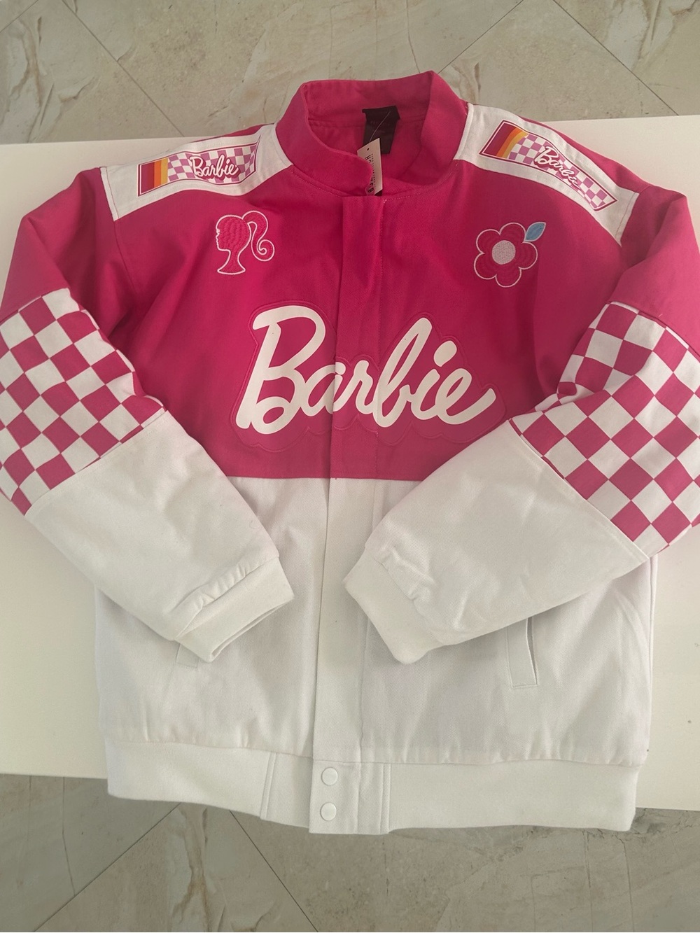 Barbie Hot Pink & White Checkerboard Racing Jacket